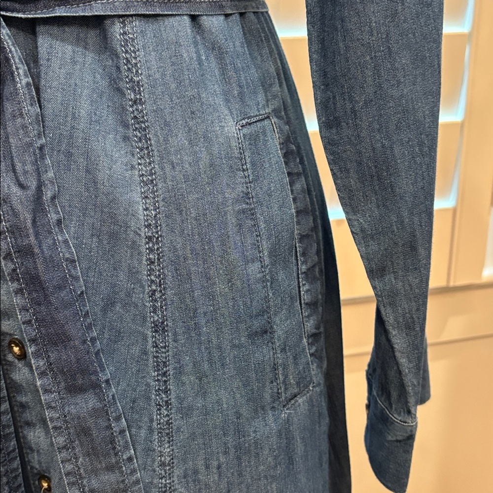 LOFT chambray belted midi pocket shirt dress - Picture 8 of 8